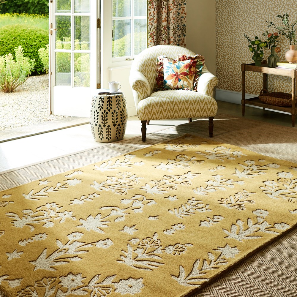 Woodland Glade Wool Rug 146806 by Sanderson in Gold